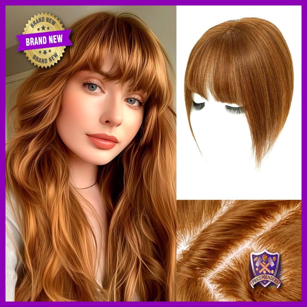 Human Hair Topper Realistic Scalp Wispy Bangs Hairpiece for Thinning Hair